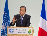 Ban Ki-moon, durante la apertura del segmento de alto nivel de la COP21. Foto: ONU/Eskinder Debebe