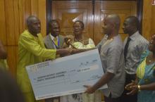 Jasikan District, Ghana receiving the Sanitation Challenge prize