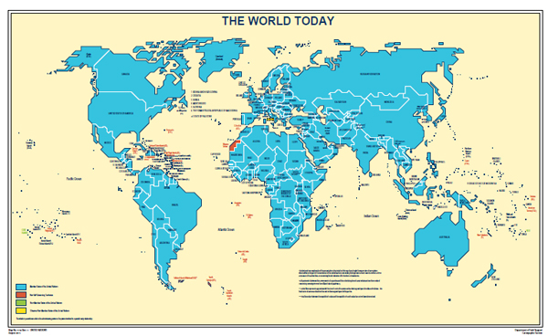 خريطة دول العالم الحالية بحسب الأمم المتحدة