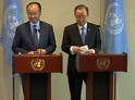 El Secretario General de la ONU, Ban Ki-moon, y el presidente del Banco Mundial, Jim Yong Kim.
