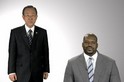 El Secretario General de las Naciones Unidas, Ban Ki-moon y Shaquille O'Neal, Campeón de la NBA.