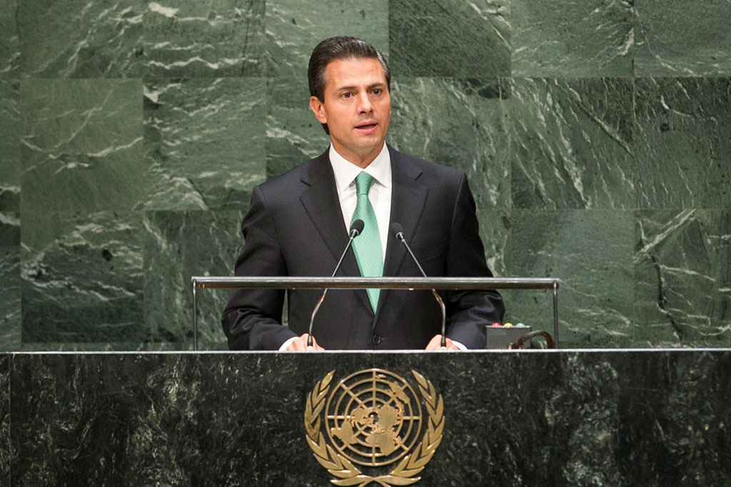 Enrique Peña Nieto en la Asamblea General de la ONU. Foto de archivo: ONU/Cia Pak