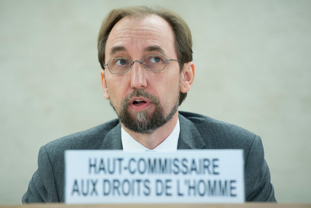 UN High Commissioner for Human Rights Zeid Ra’ad Al Hussein addressing the 30th regular Session at the Human Rights Council in Geneva. UN Photo/Jean-Marc Ferré