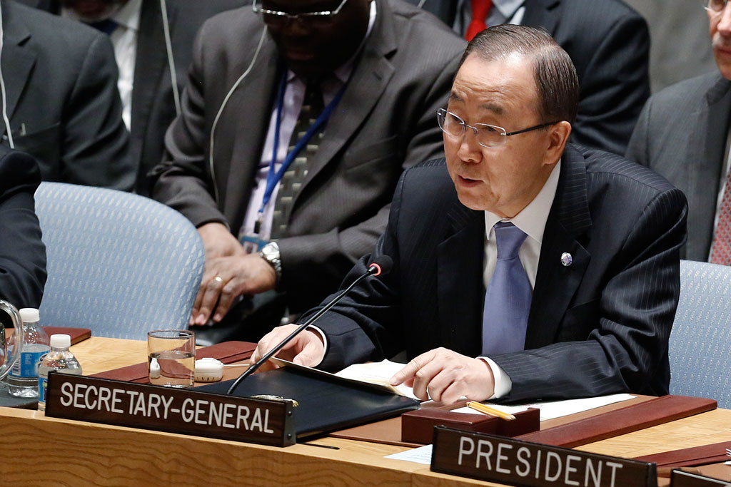 Secretary-General Ban Ki-moon addresses Security Council open debate on countering terrorism. UN Photo/Evan Schneider