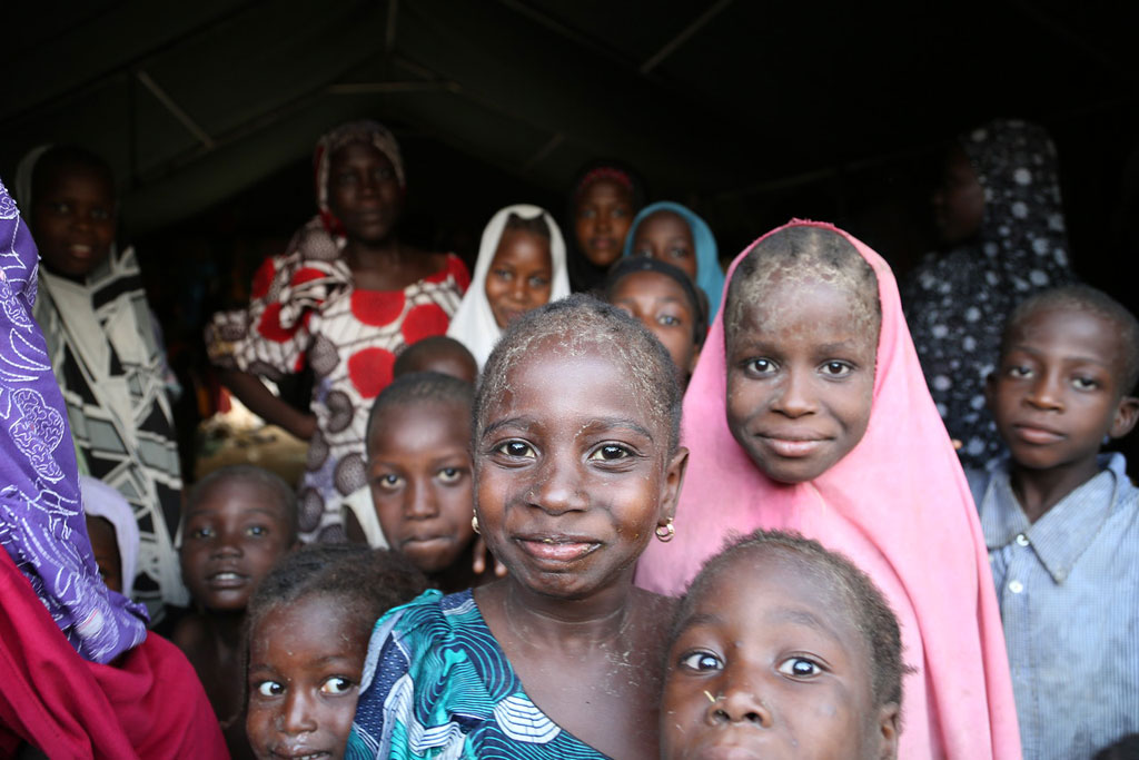 Children in one of the 14 formal camps for IDPs in Maiduguri, Borno State, northeastern Nigeria. Photo: OCHA/Jaspreet Kindra