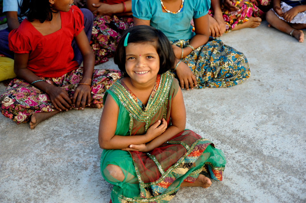 A young girl at the Bhagyanagar Children’s’ homes, which supports children between 6 and 14 who have lost their parents or are children of migrant labourers. Many of the girls and boys are at risk of becoming involved in child labour before they arrive. Photo: UNICEF/Sandeep Biswas