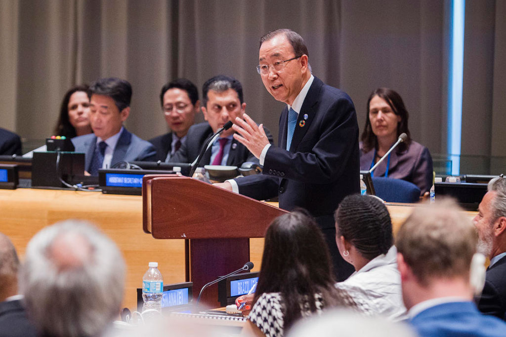 Secretary-General Ban Ki-moon addresses the Ministerial Segment of the ECOSOC High-level Political Forum on Sustainable Development. UN Photo/Manuel Elias