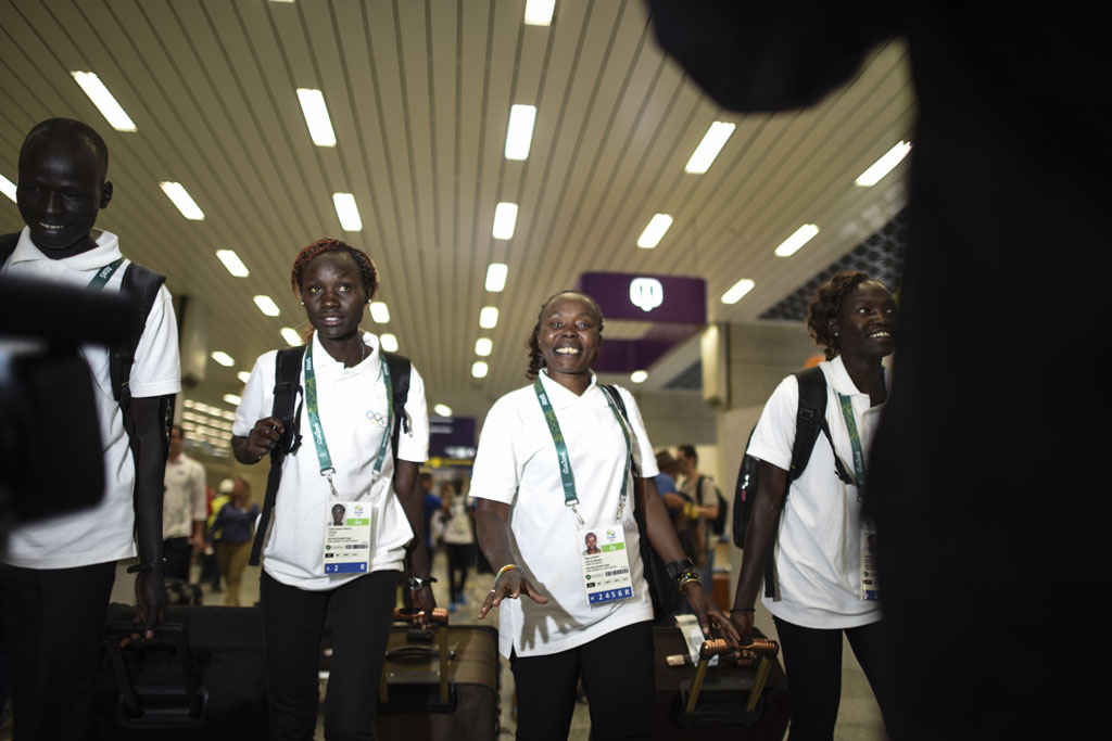 Members of Team Refugee arriving in Rio