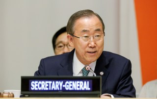 Secretary-General Ban Ki-moon addresses the International Youth Day event in 2014. UN Photo/Evan Schneider.