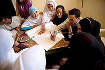 Youth during a workshop on climate change in Iguiwaz, Morocco. (UNDP CBA Baptiste de Ville d’Avray, 2010)