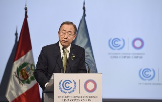 The Secretary-General at the Climate Change Conference in Lima. UN Photo/Mark Garten