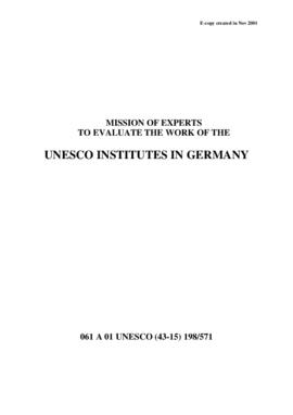 Mission of Experts to Evaluate the Work of the UNESCO Institutes in Germany