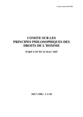 Comité sur les Principes Philosophiques des Droits de l’Homme - Part I