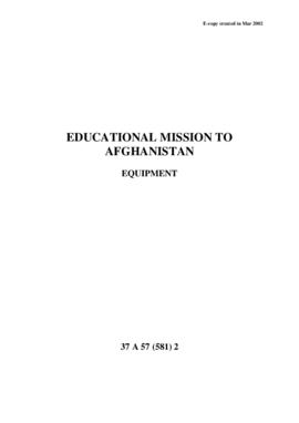 Educational Mission to Afghanistan – Equipment