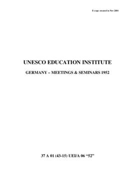 UNESCO Education Institutes – Germany – Meetings &amp; Seminars 1952