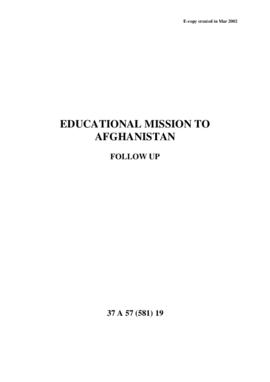Educational Mission to Afghanistan – Follow-up