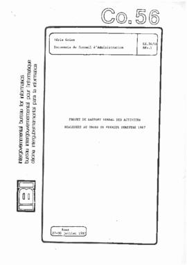 Projet de rapport verbal des activités realisées au cours du premier semestre 1987