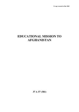 Educational Mission to Afghanistan