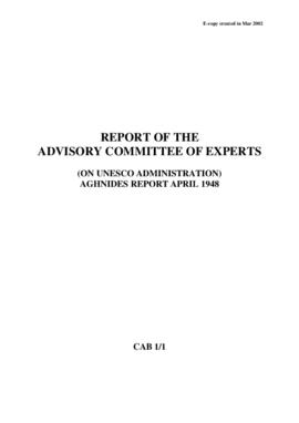 Report of the Advisory Committee of Experts (on Unesco Administration) - Aghnides report