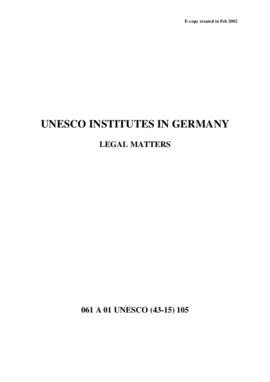 UNESCO Institutes in Germany - Legal Matters