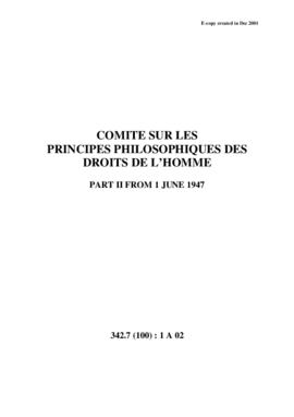 Comité sur les Principes Philosophiques des Droits de l’Homme - Part II