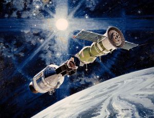 The historic Apollo-Soyuz docking. Image by NASA [public domain]