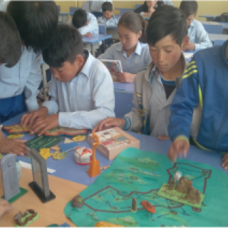 Pupils exploring games and activities of the “Heritage in a Box” toolkit ©Training and Research Institute for World Cultural Heritage in Mongolia NGO