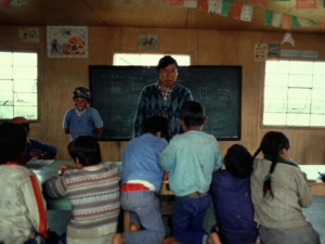 Class in a primary school, Island of Los Huros, 1992