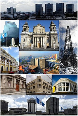 Collage of several city landmarks