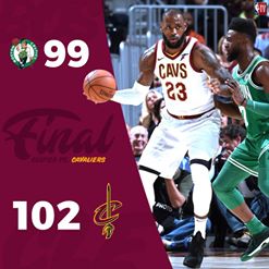 The @[69048043277:274:Cleveland Cavaliers] defeat the @[8725012666:274:Boston Celtics] in the first game of the NBA regular season. #KiaTipOff17