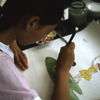 Art workshop, young girl drawing, UNESCO exhibition, artistic education