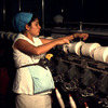 Textile workshop, factory, woman at work