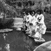 Young Japanese girls visiting the Japanese Garden at UNESCO headquarters