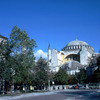Hagia Sophia Church, Byzantine art, cupola, minarets, street, basilica