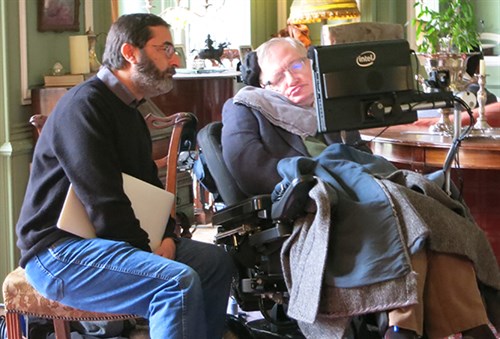 ICTP Director Fernando Quevedo with Stephen Hawking, April 2015