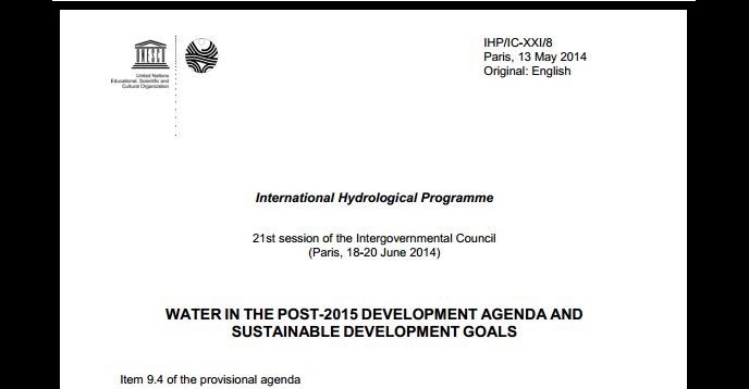 Water in the post-2015 development agenda cover