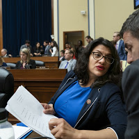 Rep. Rashida Tlaib, D-Mich., pauses as the House Oversight and Reform Committee votes on June 12 to hold Attorney General William Barr and Commerce Secretary Wilbur Ross in contempt for failing to turn over subpoenaed documents related to the Trump administration's decision to add a citizenship question to the 2020 census.