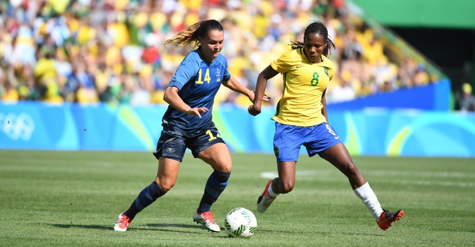 Women's football during the 2016 Olympic Games - match between Brazilian and Swedish national teams