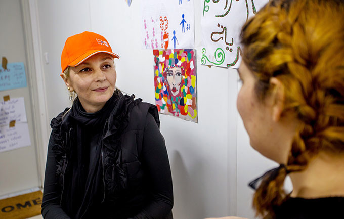 Hatidza* (right) fled the threat of violence in their home country. She is receiving psychosocial support from a UNFPA-supported women's and girls' centre in Bosnia and Herzegovina. © UNFPA/Almir Budimlic