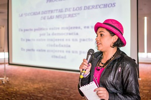 Magda Alberto participates in a workshop about women's political participation. Photo: Bogotá Women's Secretariat