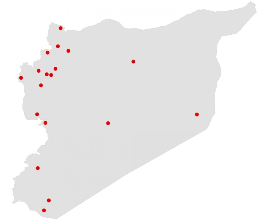 Syria Map showing Areas in Report