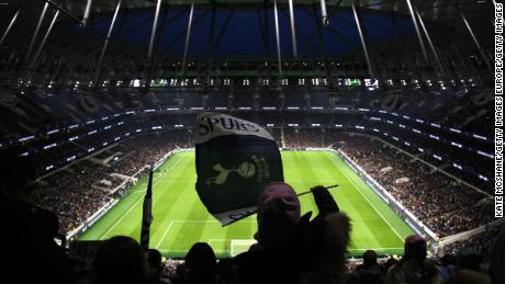 LONDON, ENGLAND - NOVEMBER 17: A general view as a fan shows their support during the Barclays FA Women&#39;s Super League match between Tottenham Hotspur and Arsenal at Tottenham Hotspur Stadium on November 17, 2019 in London, United Kingdom. (Photo by Kate McShane/Getty Images)