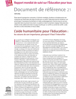 L’aide humanitaire pour l’éducation : les raisons de son