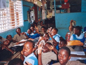 African kids in a classroom