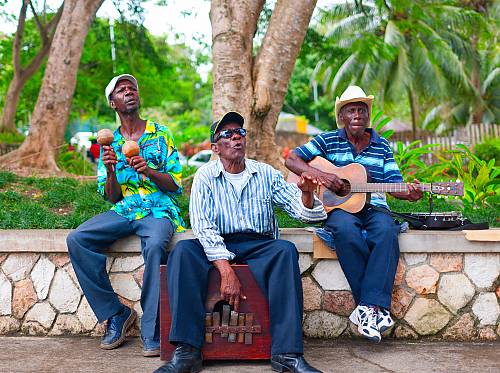 Group of local musicians, Saint Ann, North Coast of Jamaica.