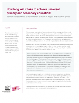 Technical Paper: How long will it take to achieve universal primary and secondary education?