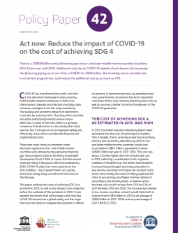 Reduce the impact of COVID-19 on the cost of achieving SDG 4