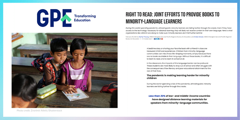 Right to read: Joint efforts to provide books to minority-language learners