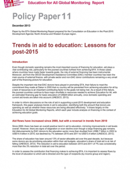 Trends in aid to education 2013