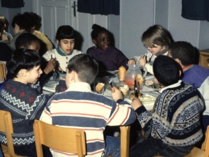 Children having a meal together 